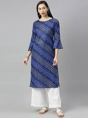 Blue Printed Cotton Cotton-Kurtis 1