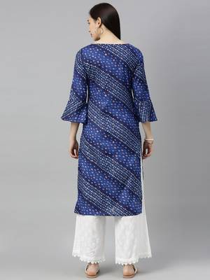 Blue Printed Cotton Cotton-Kurtis 2