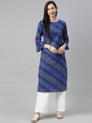 Blue Printed Cotton Cotton-Kurtis 4