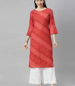 Red printed cotton cotton-kurtis