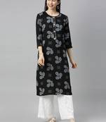 Black Printed Rayon Ethnic-Kurtis