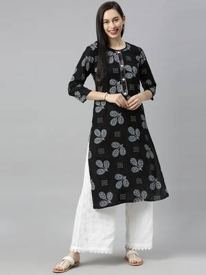 Black Printed Rayon Ethnic-Kurtis 4