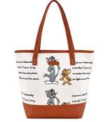 Lychee Bags Women Printed Canvas Tan Tote Bag