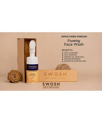 SWOSH Apple Cider vinegar Foaming Face Wash for Acne Prone & Oily Skin No Parabens (Built-in Brush) | 100 ML (Pack of 1) 2