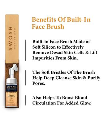 SWOSH Apple Cider vinegar Foaming Face Wash for Acne Prone & Oily Skin No Parabens (Built-in Brush) | 100 ML (Pack of 1) 6