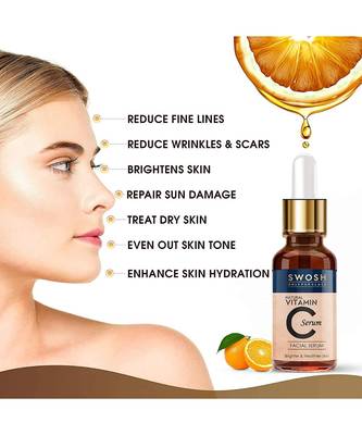 SWOSH Vitamin C Serum for face Whitening & Glowing, Anti-Acne Fine Line & Sun Damage Skin Repair Serum 30 ML (Pack of 1) 5