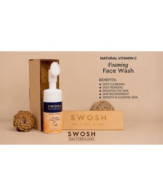 SWOSH Natural Vitamin C Foaming Face Wash For Pimple Prone & Oily Skin, No Parabens(Built-in Brush), | 100ML (Pack of 1) 2