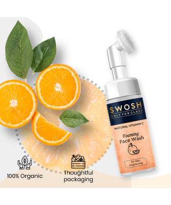 SWOSH Natural Vitamin C Foaming Face Wash For Pimple Prone & Oily Skin, No Parabens(Built-in Brush), | 100ML (Pack of 1) 6