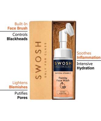 SWOSH Natural Vitamin C Foaming Face Wash For Pimple Prone & Oily Skin, No Parabens(Built-in Brush), | 100ML (Pack of 1) 7