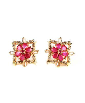 Gold plated Studded Pink Earring 2