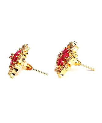 Gold plated Studded Pink Earring 3