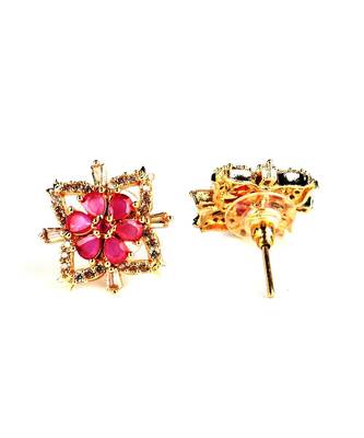 Gold plated Studded Pink Earring 5