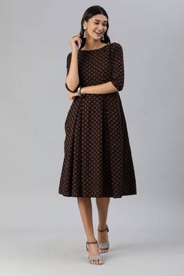 Black woven cotton short-dresses 1