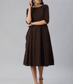 Black woven cotton short-dresses