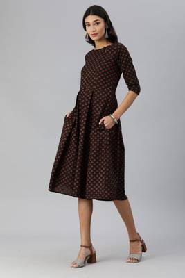 Black woven cotton short-dresses 2