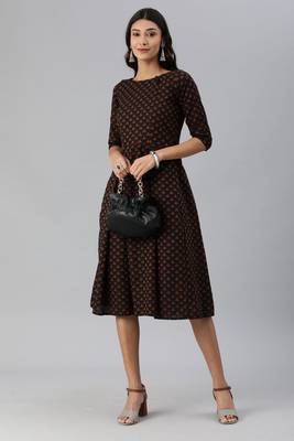 Black woven cotton short-dresses 4