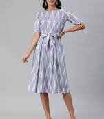 Blue woven cotton short-dresses