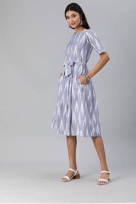 Blue woven cotton short-dresses 2