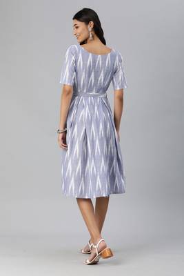 Blue woven cotton short-dresses 3