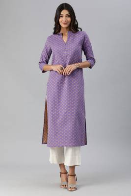 Lavender woven cotton cotton-kurtis 1