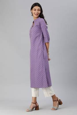 Lavender woven cotton cotton-kurtis 2