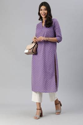 Lavender woven cotton cotton-kurtis 4