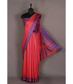 pink Handloom Bhagalpuri viscose silk saree with blouse piece