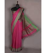 pink Handloom Bhagalpuri viscose silk saree with blouse piece