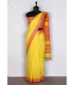 yellow Handloom Bhagalpuri viscose silk saree with blouse piece