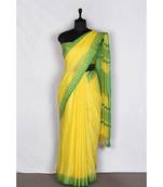 yellow Handloom Bhagalpuri viscose silk saree with blouse piece