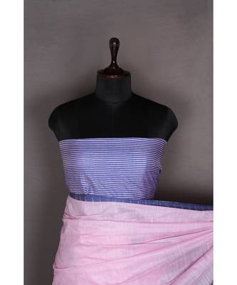 pink Handloom Bhagalpuri viscose silk saree with blouse piece 2