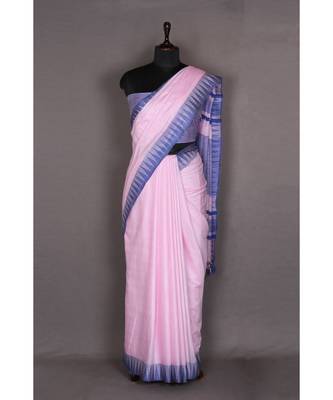 pink Handloom Bhagalpuri viscose silk saree with blouse piece 1