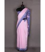 pink Handloom Bhagalpuri viscose silk saree with blouse piece
