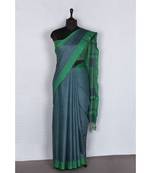 green Handloom Bhagalpuri viscose silk saree with blouse piece