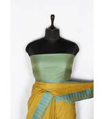 yellow Handloom Bhagalpuri viscose silk saree with blouse piece