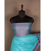 blue Handloom Bhagalpuri viscose silk saree with blouse piece