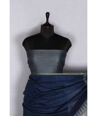 blue Handloom Bhagalpuri viscose silk saree with blouse piece 2