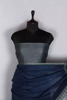 blue Handloom Bhagalpuri viscose silk saree with blouse piece
