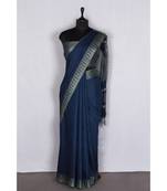 blue Handloom Bhagalpuri viscose silk saree with blouse piece