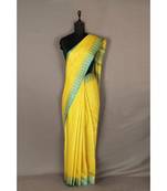 yellow Handloom Bhagalpuri viscose silk saree with blouse piece