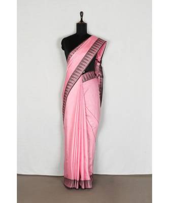 pink Handloom Bhagalpuri viscose silk saree with blouse piece 1