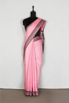 pink Handloom Bhagalpuri viscose silk saree with blouse piece