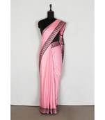 pink Handloom Bhagalpuri viscose silk saree with blouse piece