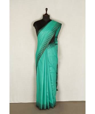 green Handloom Bhagalpuri viscose silk saree with blouse piece 1