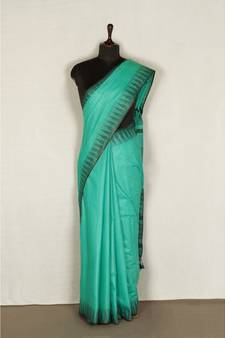 green Handloom Bhagalpuri viscose silk saree with blouse piece