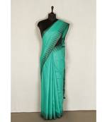 green Handloom Bhagalpuri viscose silk saree with blouse piece