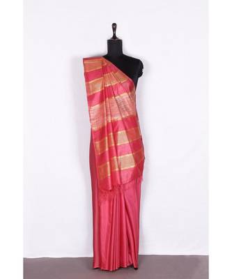 pink Handloom Bhagalpuri silk saree with blouse piec 1