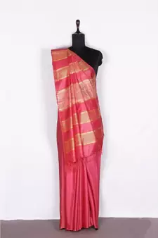 pink Handloom Bhagalpuri silk saree with blouse piec