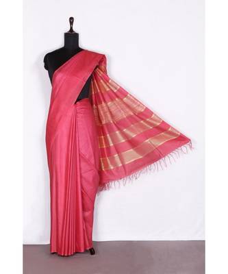 pink Handloom Bhagalpuri silk saree with blouse piec 3