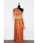 orange Handloom Bhagalpuri silk saree with blouse piec